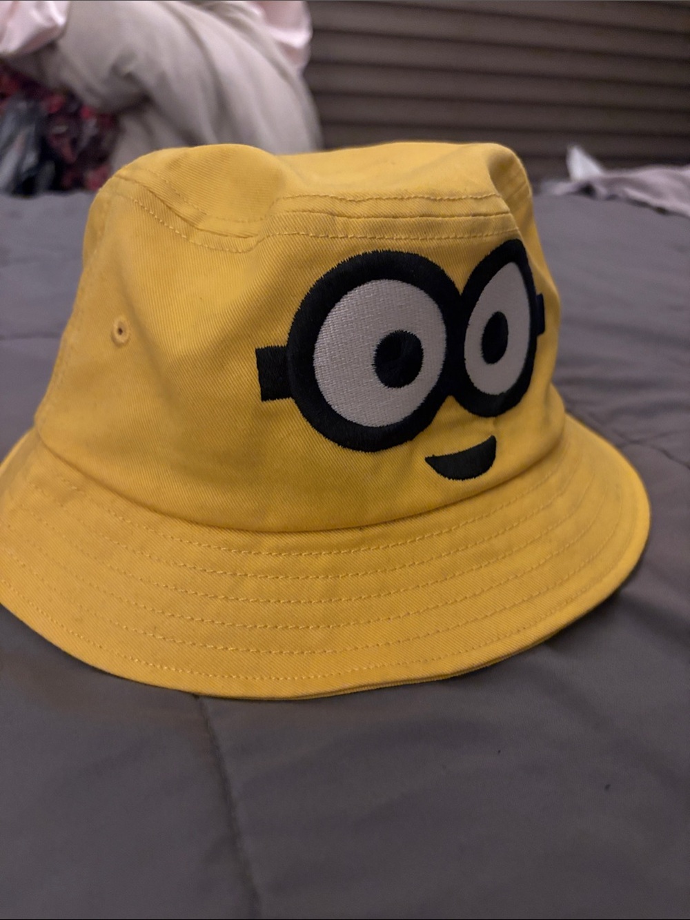 Yellow Kids Bucket Hat with Cartoon Eyes - Unbranded